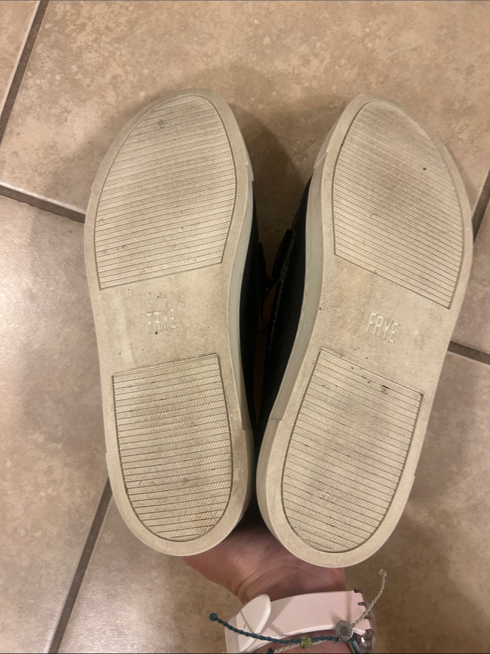 Frye Black Leather Penny Loafers with White Sole - Picture 4 of 5